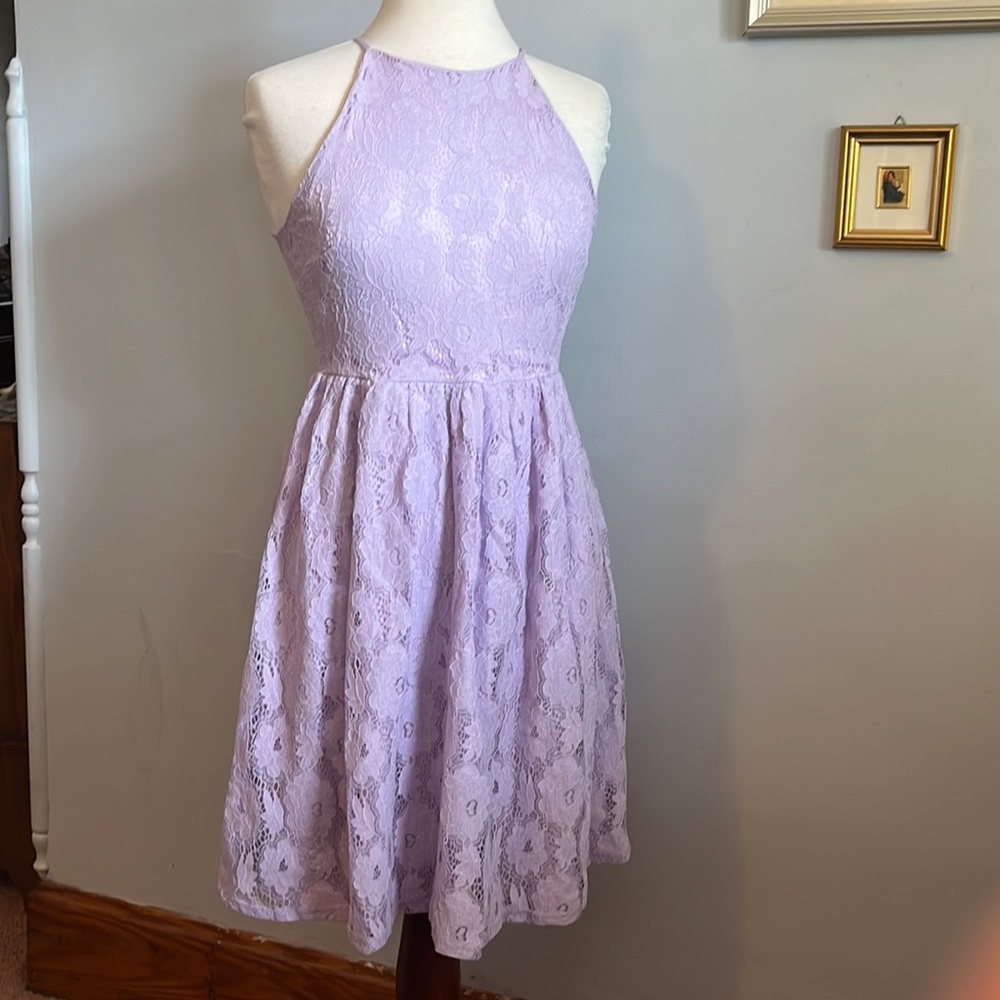 NWT Lavender Aqua Lace Halter Dress